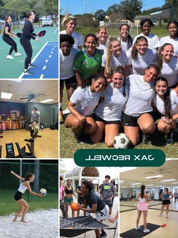 A photo collage displaying students at sports and recreational activities